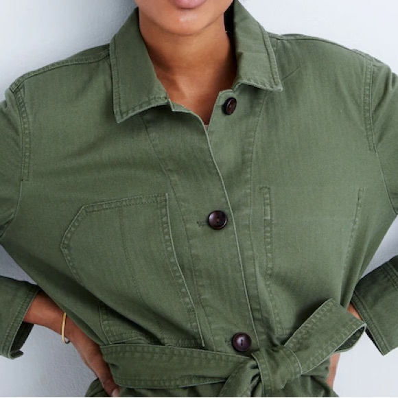 Madewell Tie-Waist Military Jacket Olive Green Gorpcore Hiking Outdoor Small - Picture 3 of 11